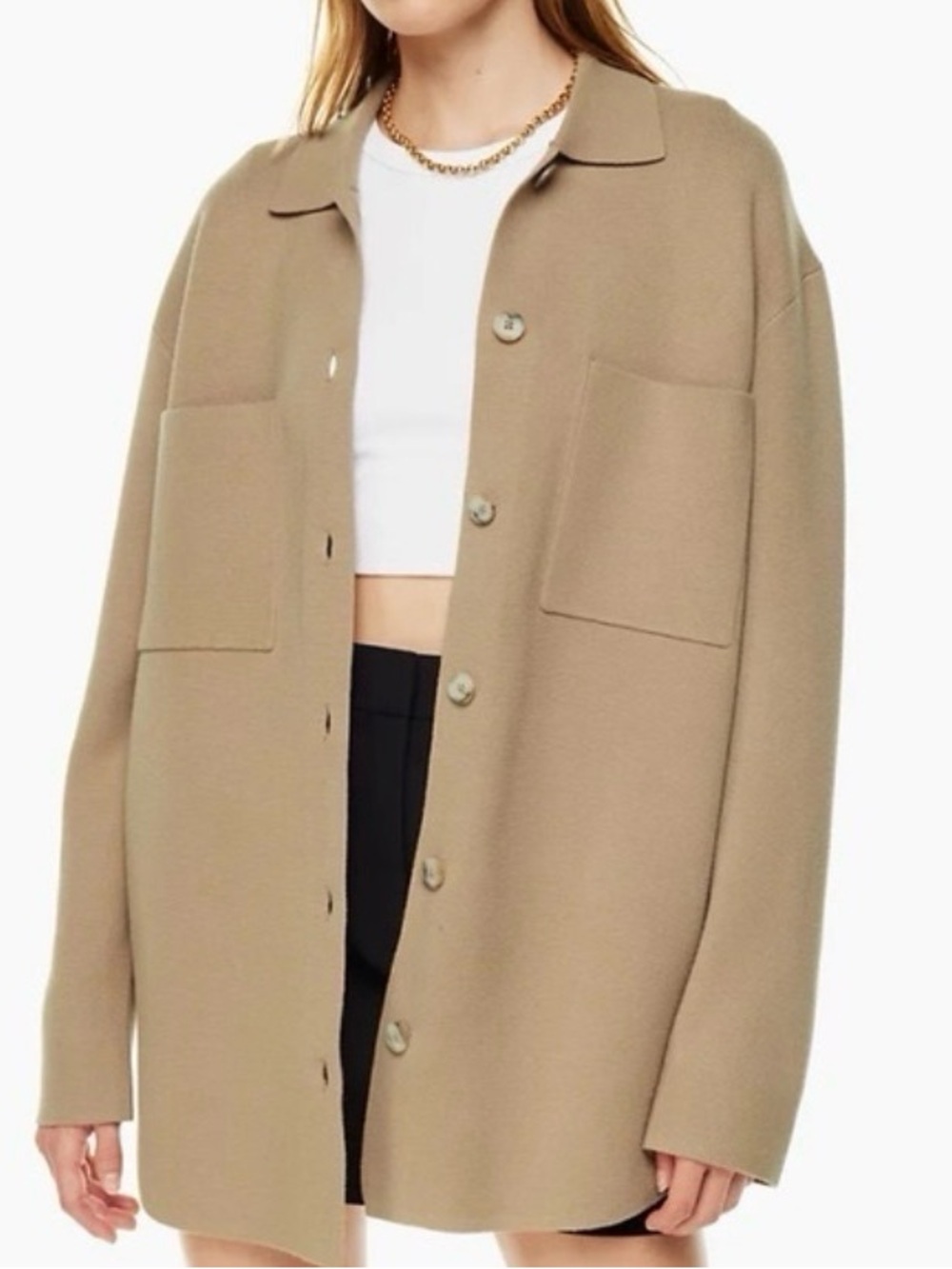 Babaton Society Sweater Women’s Tan Camel Pockets Aritzia Sustainable Size L